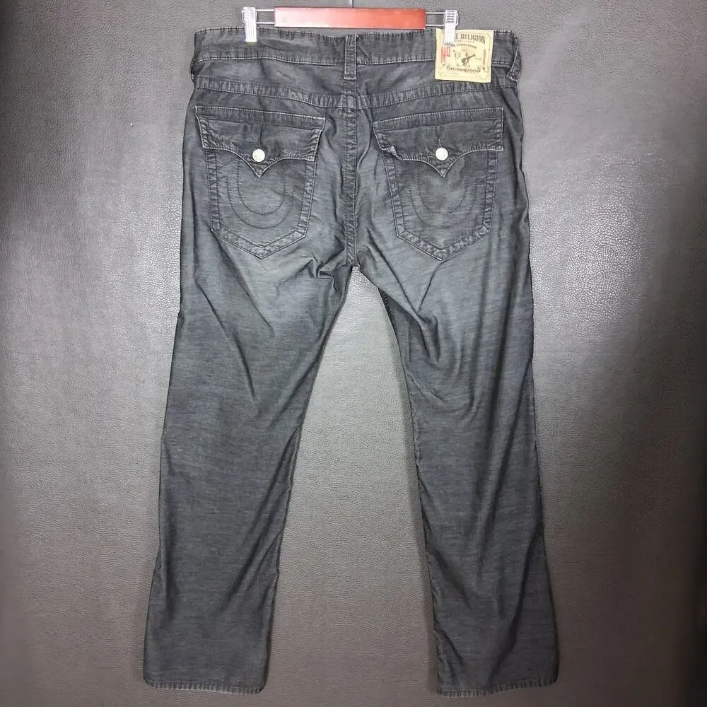 True Religion Pants Mens 38x34 Ricky Corduroy Straight Leg Flap Pocket Classic